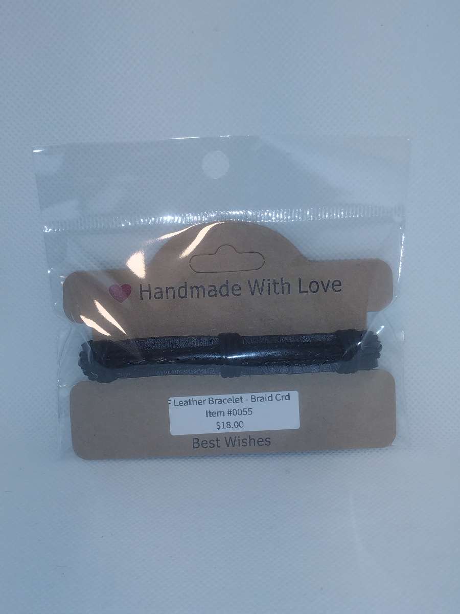 Faux Leather Bracelet braided cord black