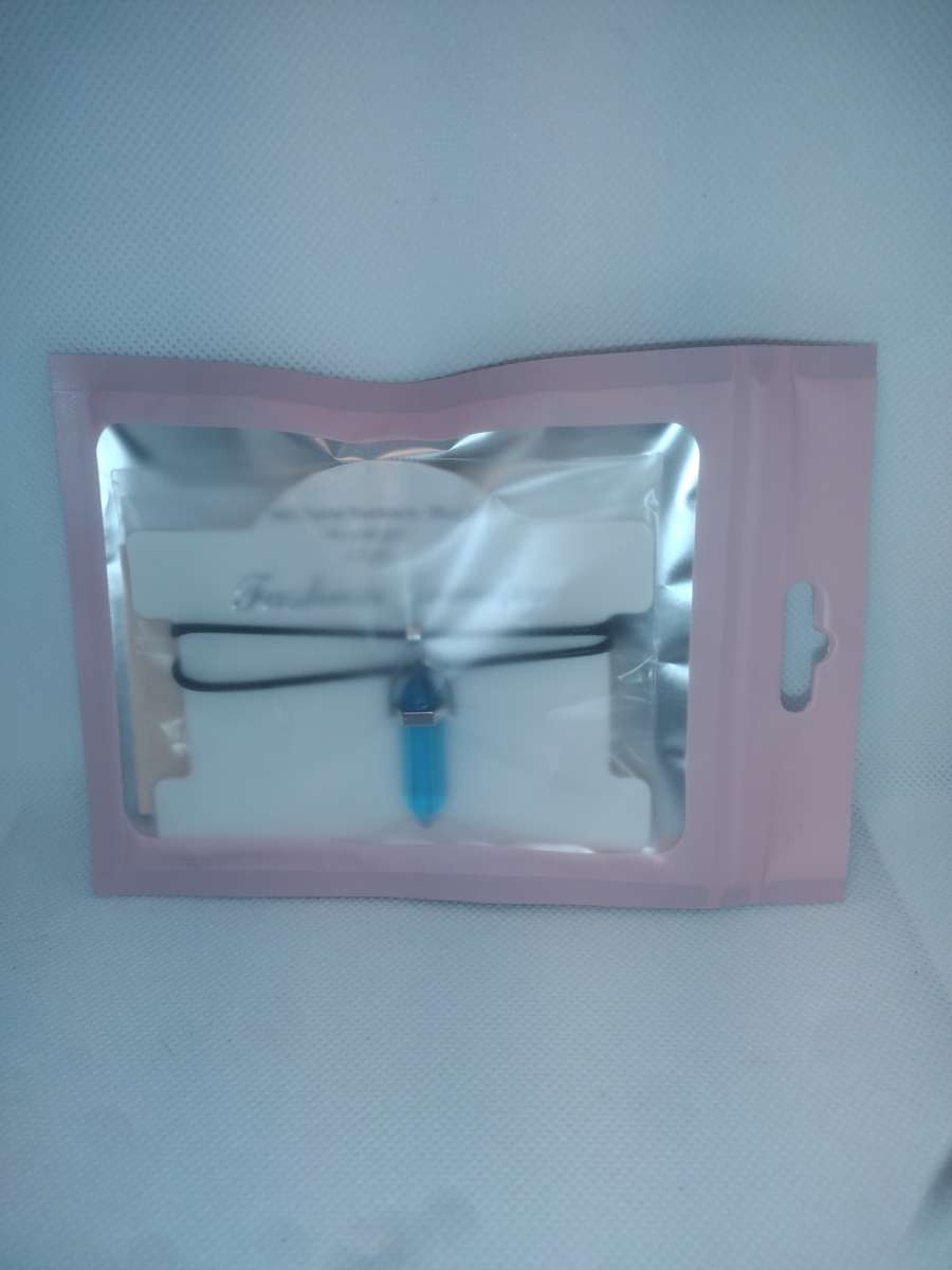 Blue Topaz Glass Pendant Necklace