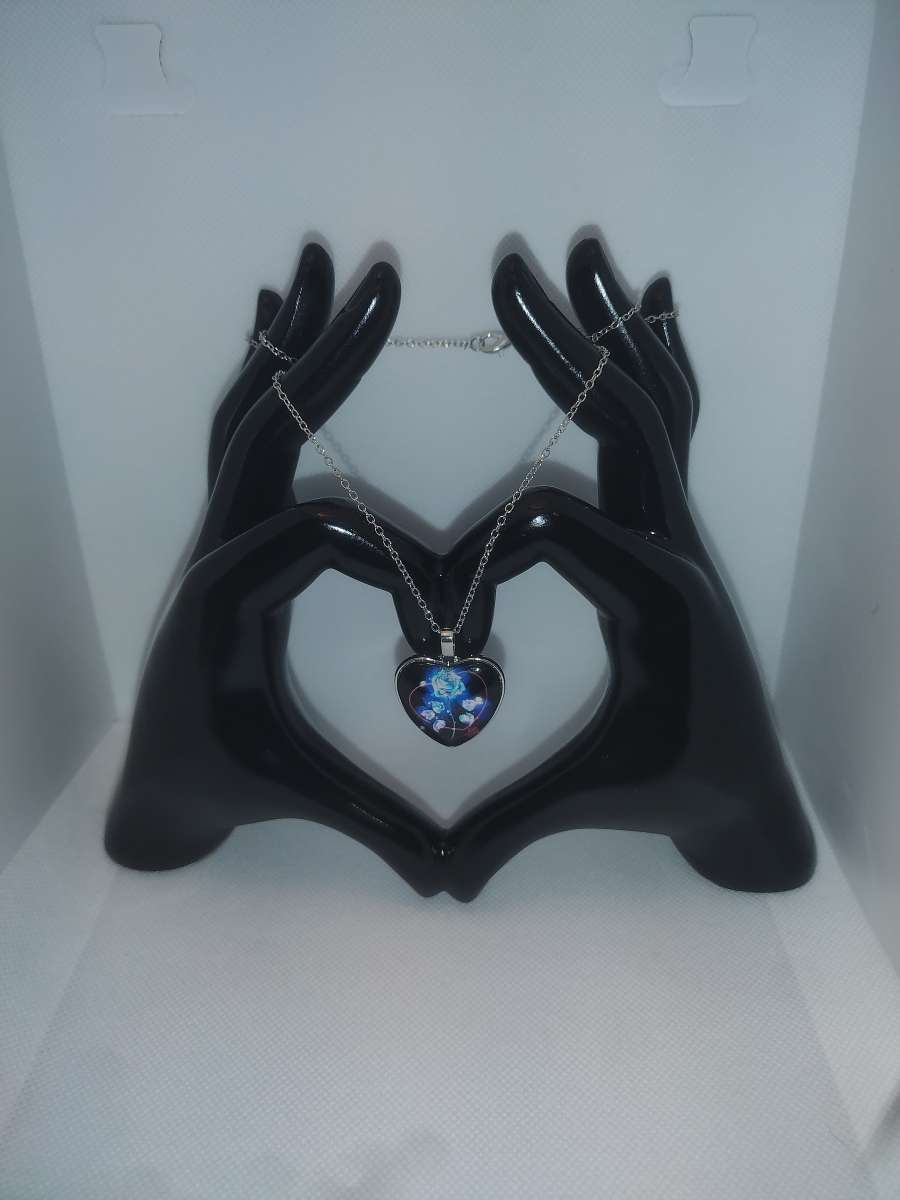 Blue Rose Heart Necklace