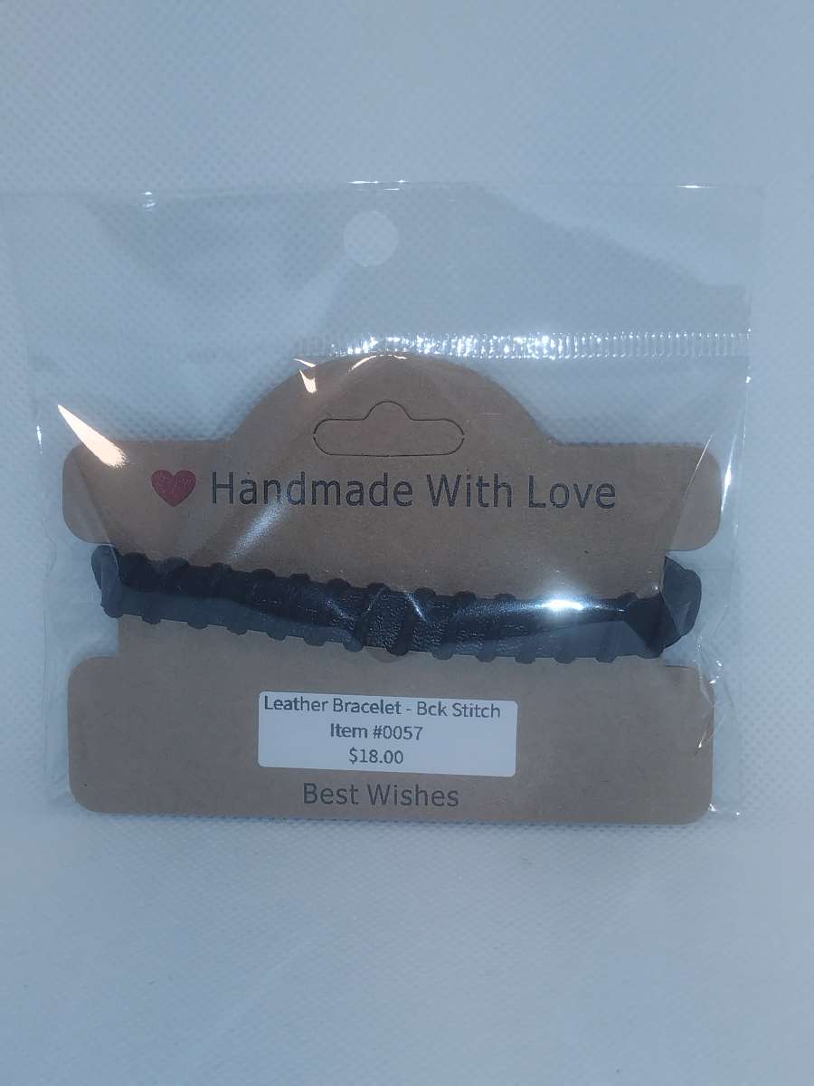 Faux Leather Bracelet back stitch black