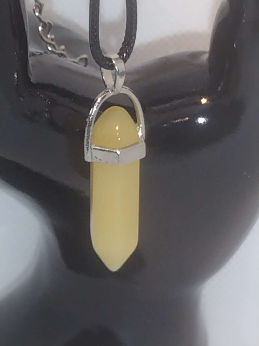 Yellow Topaz Glass Pendant Necklace