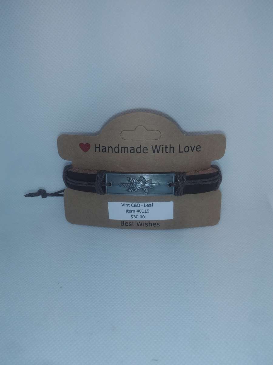 Brown Leaf Leather Bracelet VCB