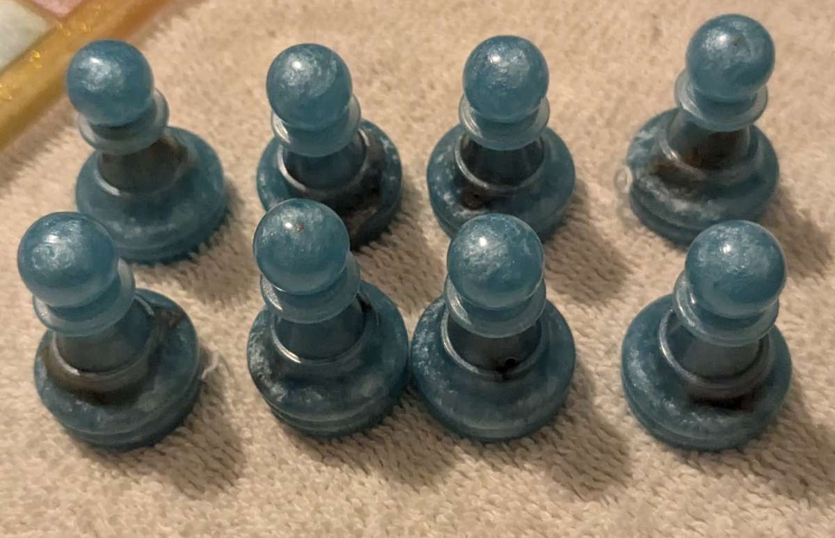 Pink and Blue Petrified Wood Chess Set