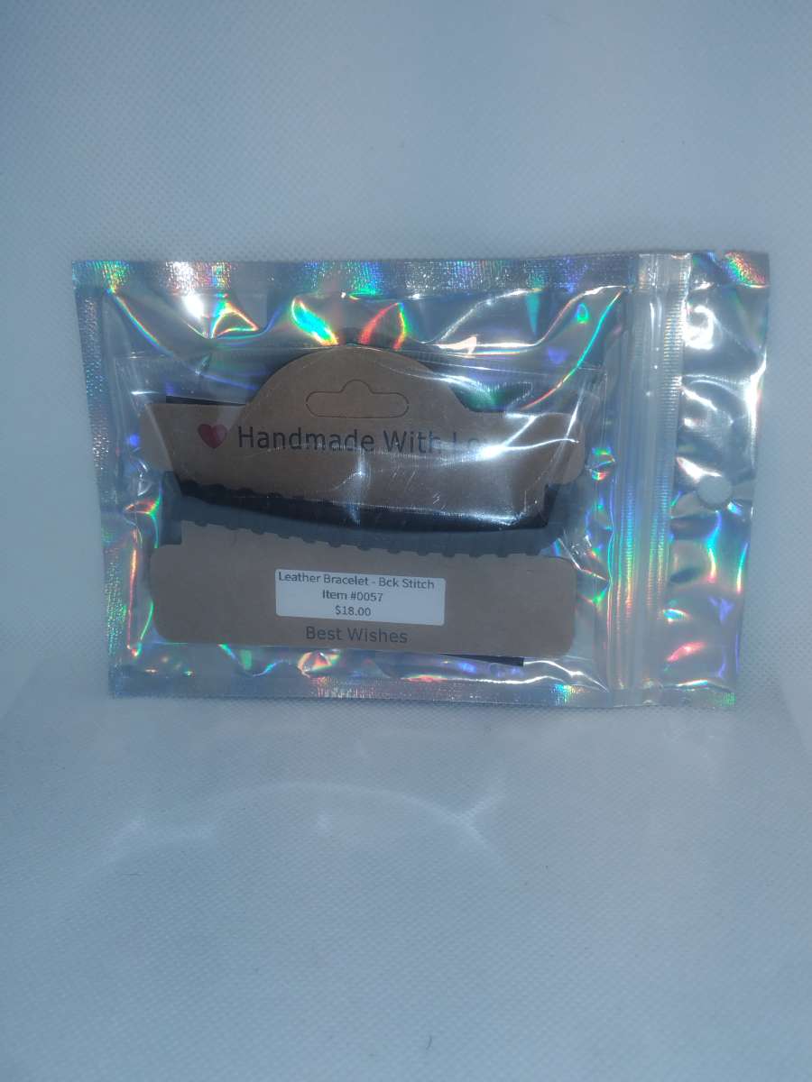 Faux Leather Bracelet back stitch black