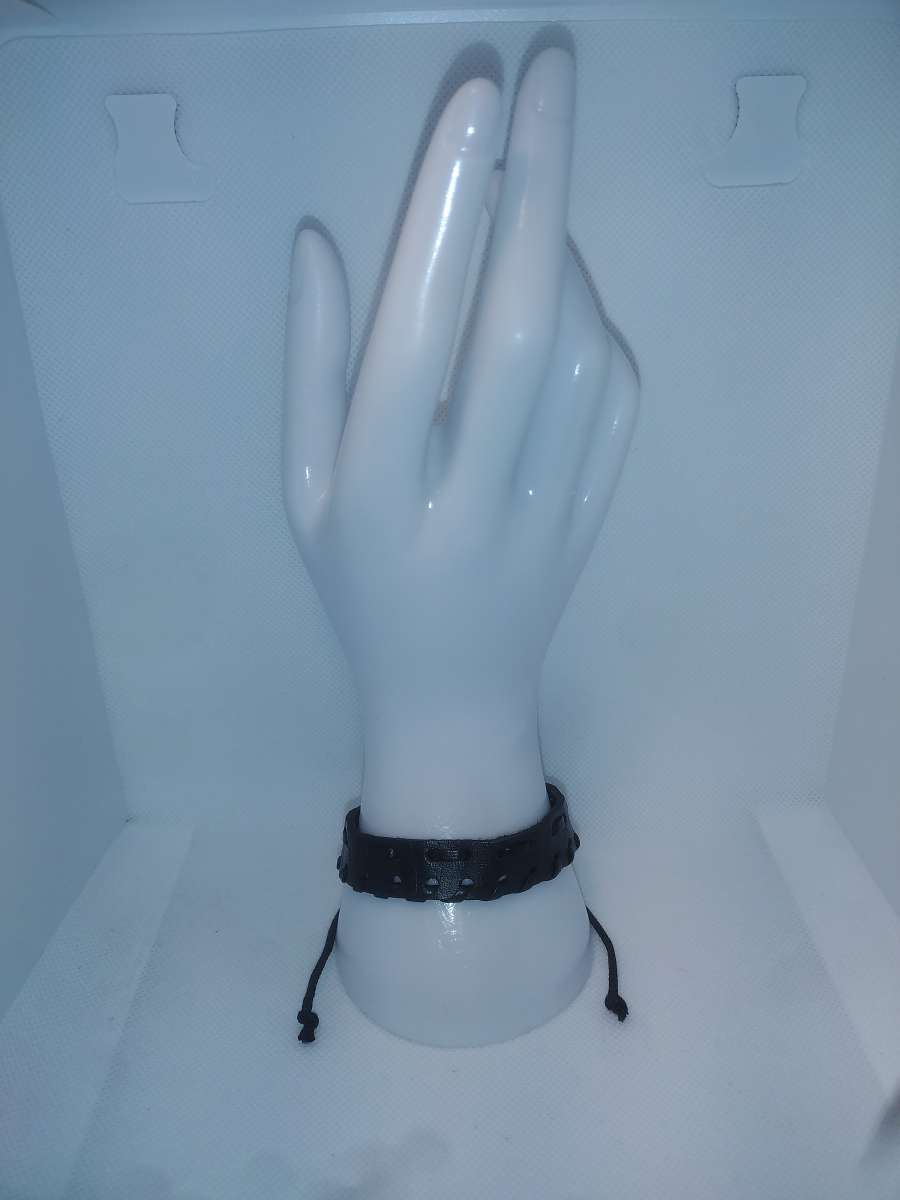 Faux Leather Bracelet straight black