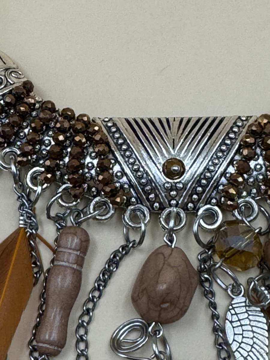 2037ITT Bohemian Style Necklace With Multilayers And Feather