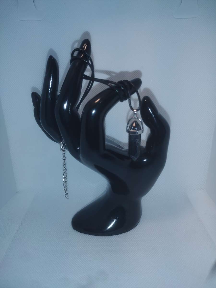 Black Marbled Glass Pendant Necklace