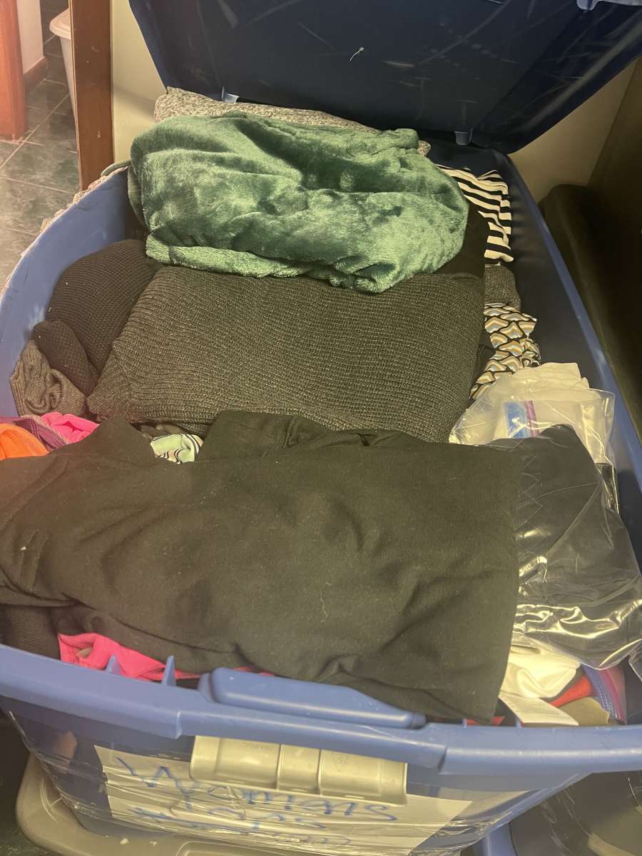 huge 45 gallon bin full of womens tops M