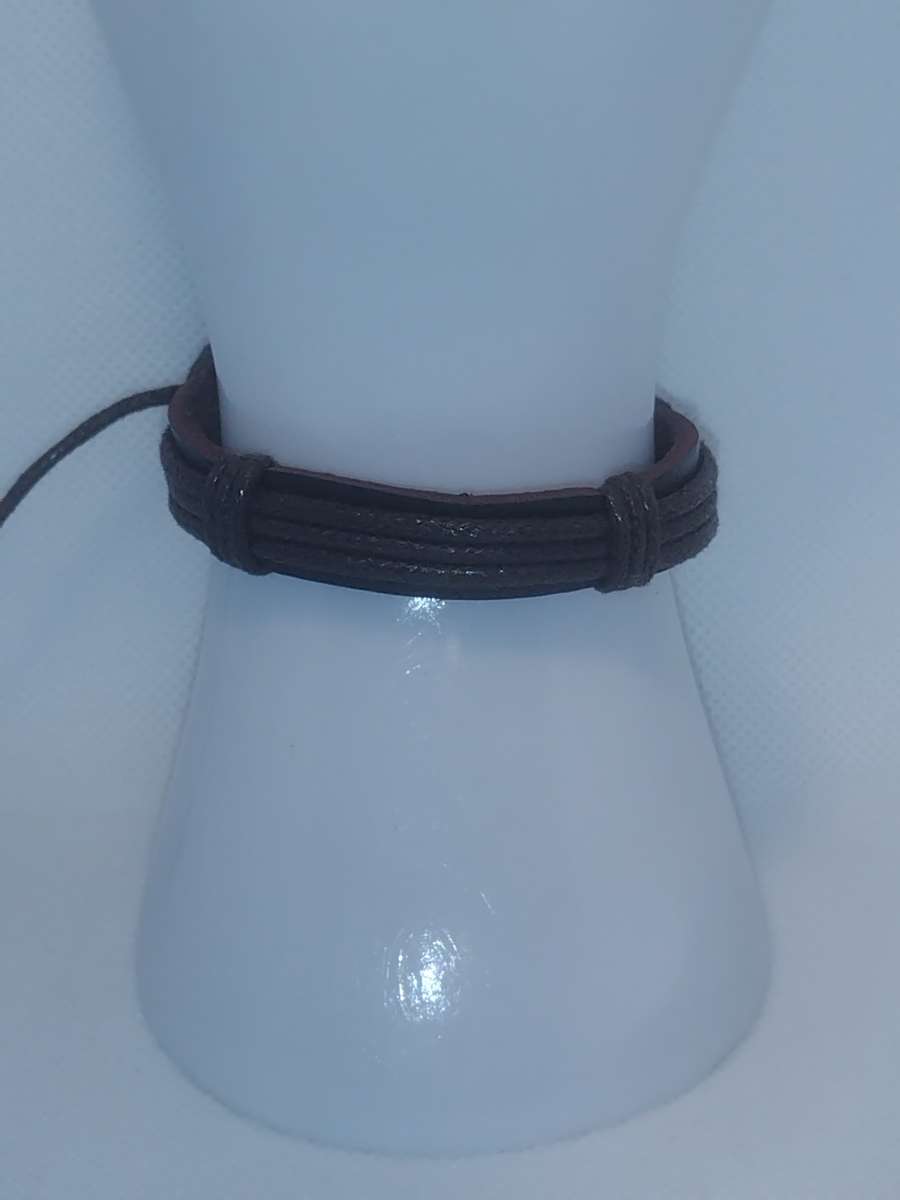 Faux Leather Bracelet 3 Cord Brown