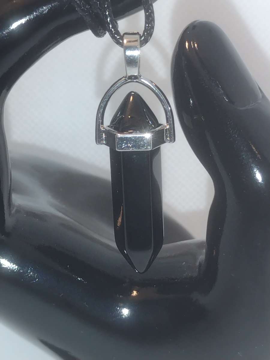 Onyx Glass Pendant Necklace