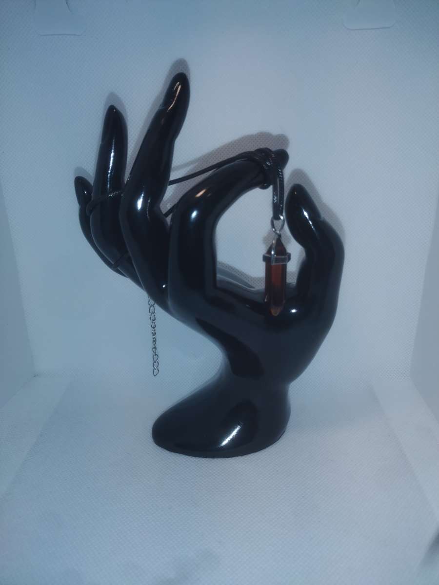 Amber Colored Glass Pendant Necklace