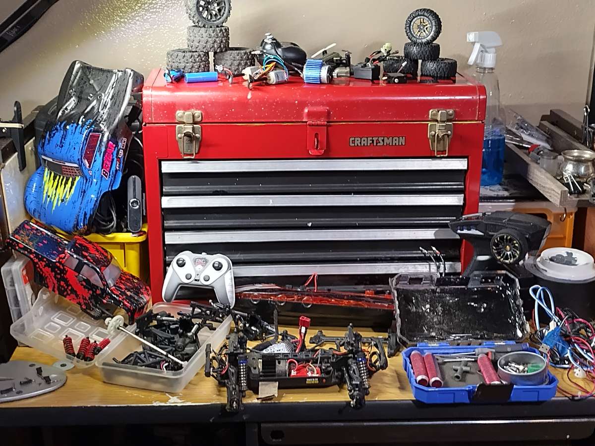 RC cartrucktwo boatsand a mini dronelots of extras like serv