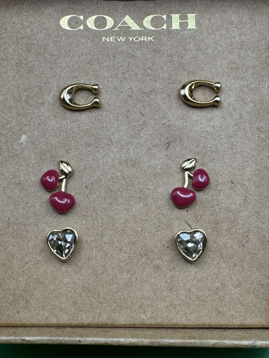 AHSHWomens Coach C Signature Cherry Heart Gift Set 3 Pairs S