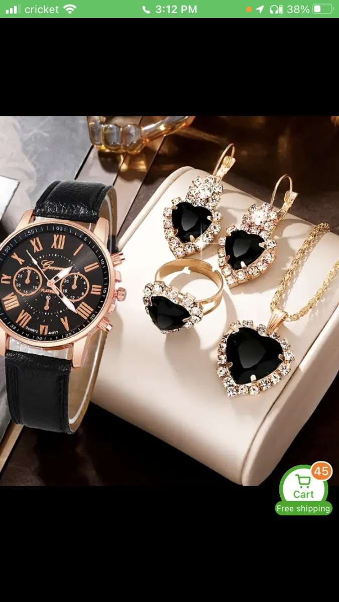 jewelry set with necklace earrings ring watch