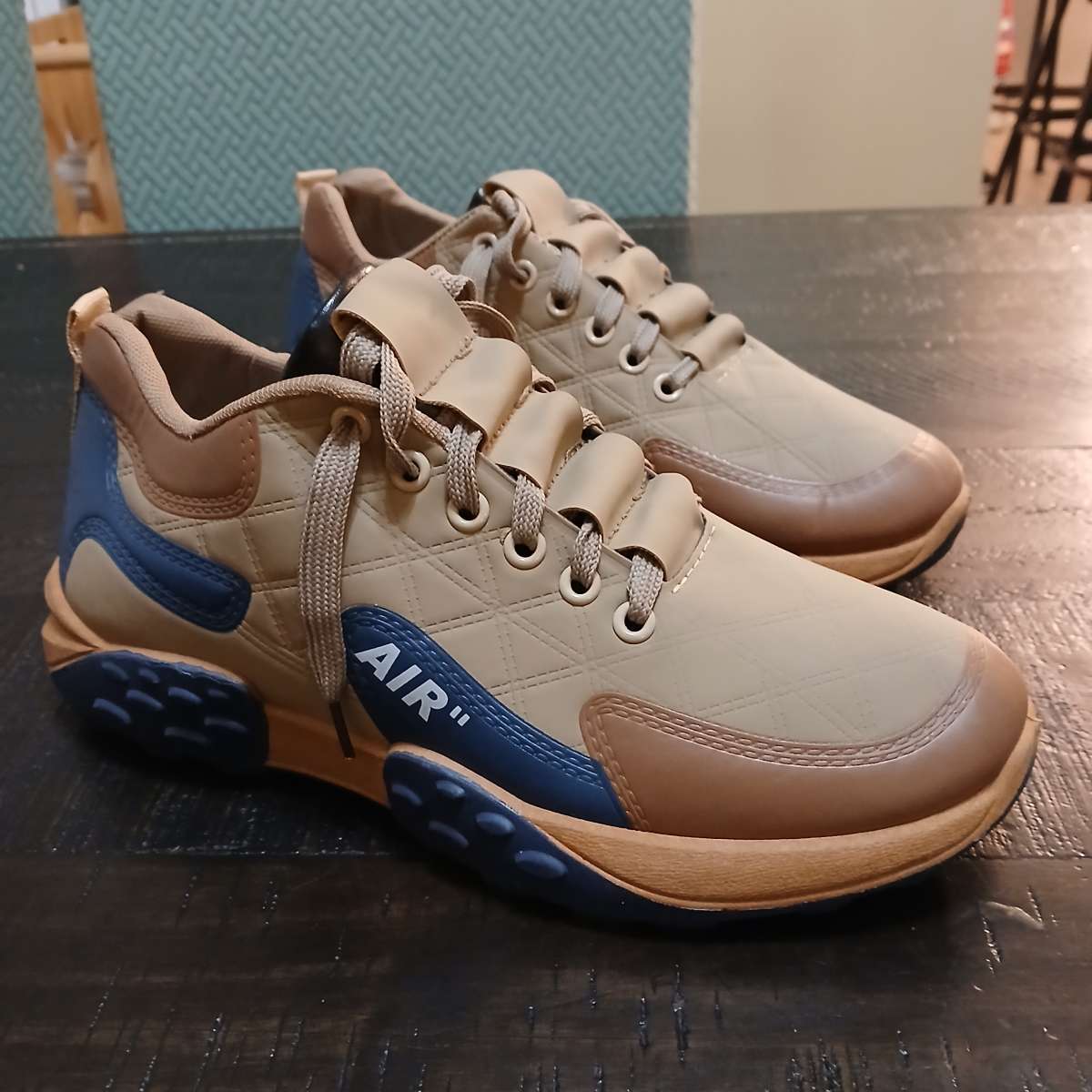 Air tan and blue unisex sneakers