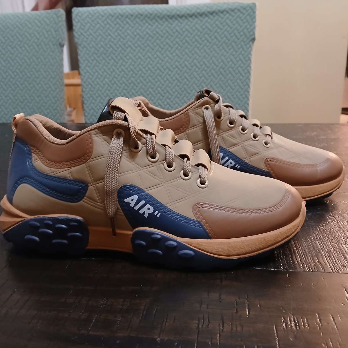 Air tan and blue unisex sneakers
