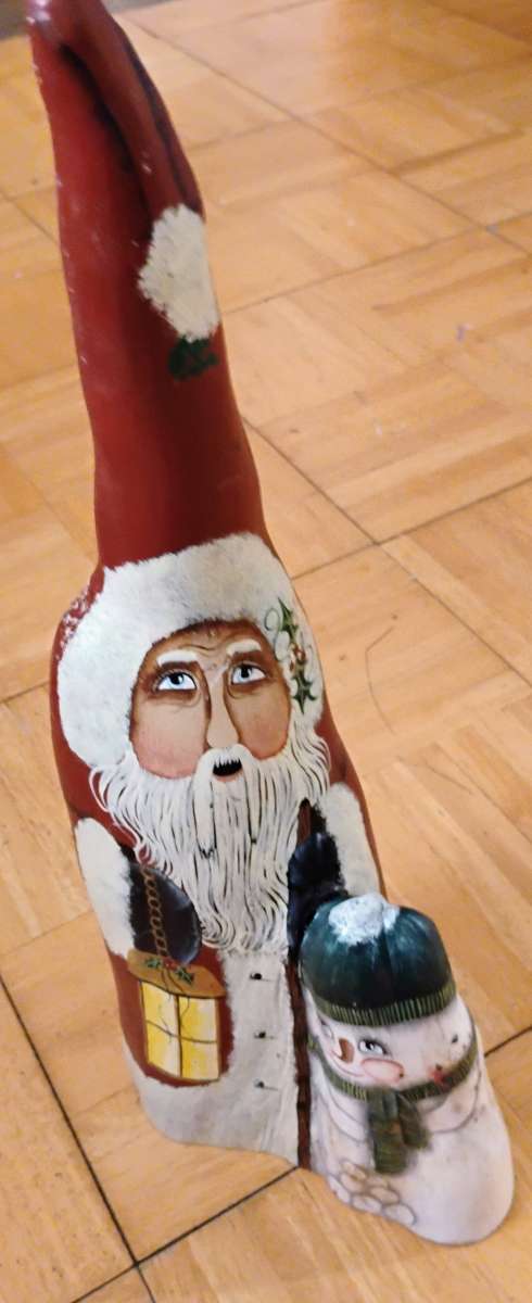 Hand painted Santa Claus  Snowman Cypress knee
