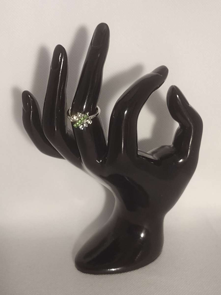 Green Dragonfly Silvery Ring