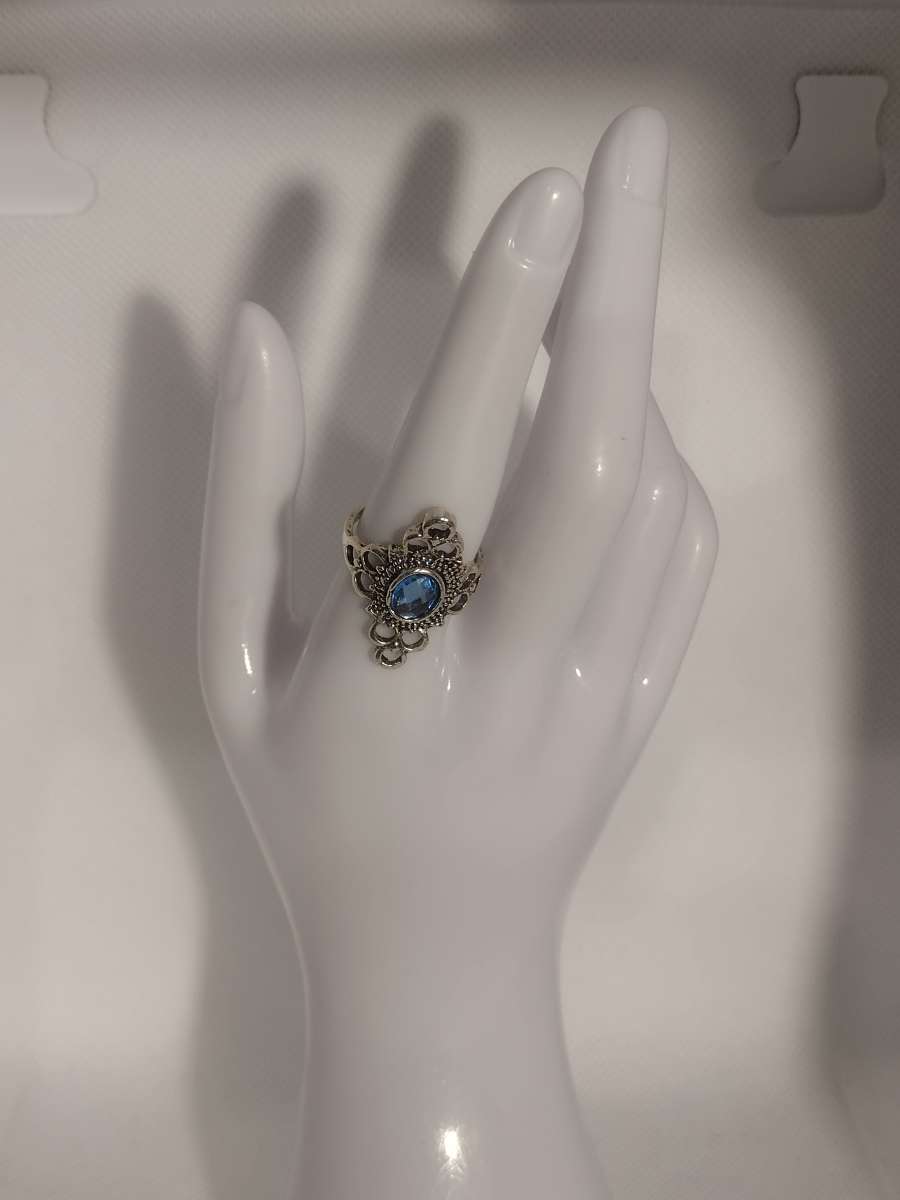 Blue Bohemian Style Silver Ring