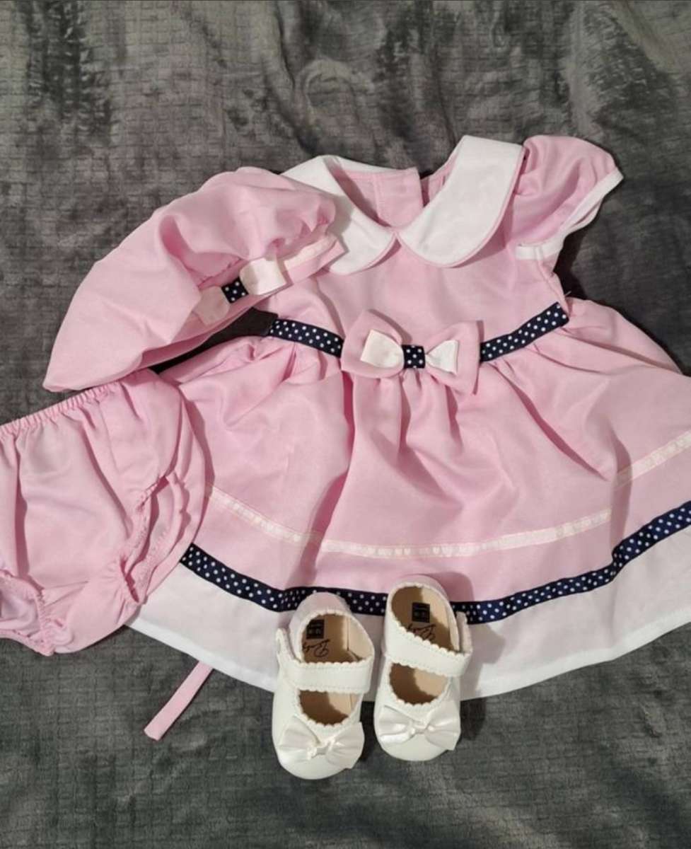 12 Months Baby Girls Pink and White Outfit