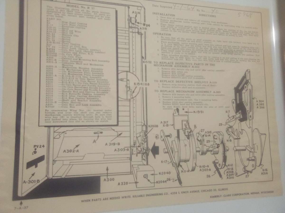 vinage kotex vending mechain