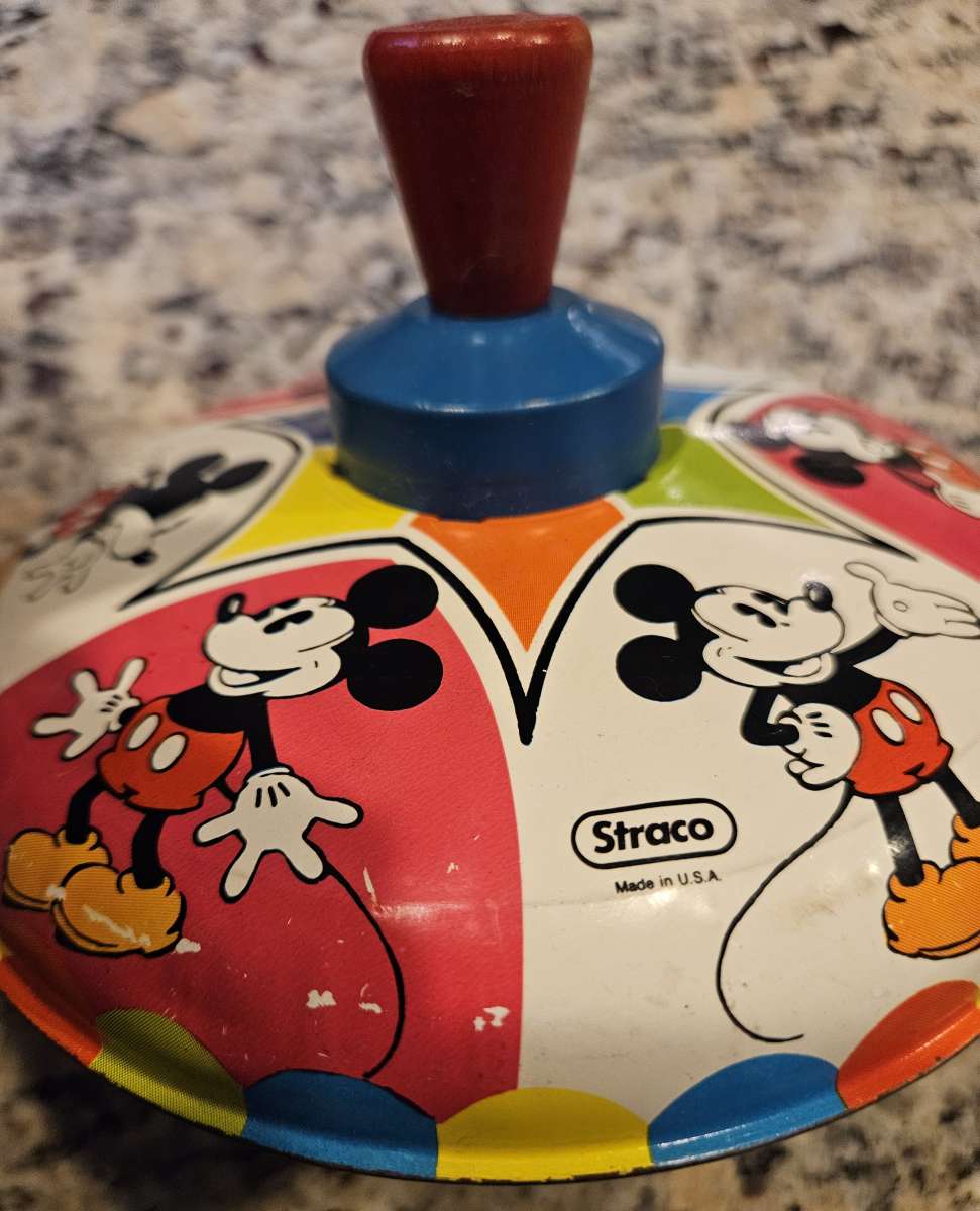 Vintage 1975 Disney Mickey Mouse Tin Litho Spinning top