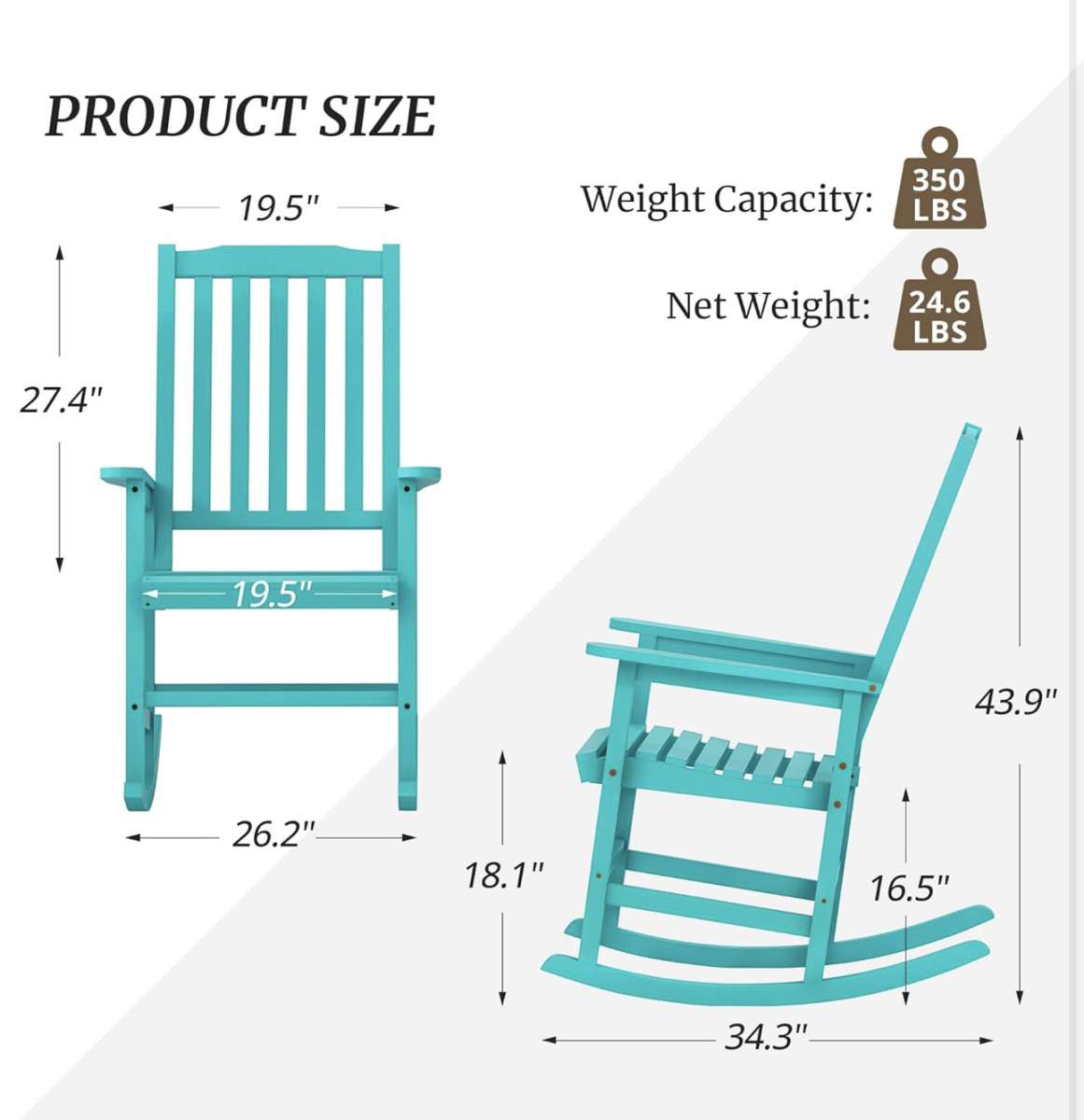 Set of 2 Turquoise Rocking Chairs
