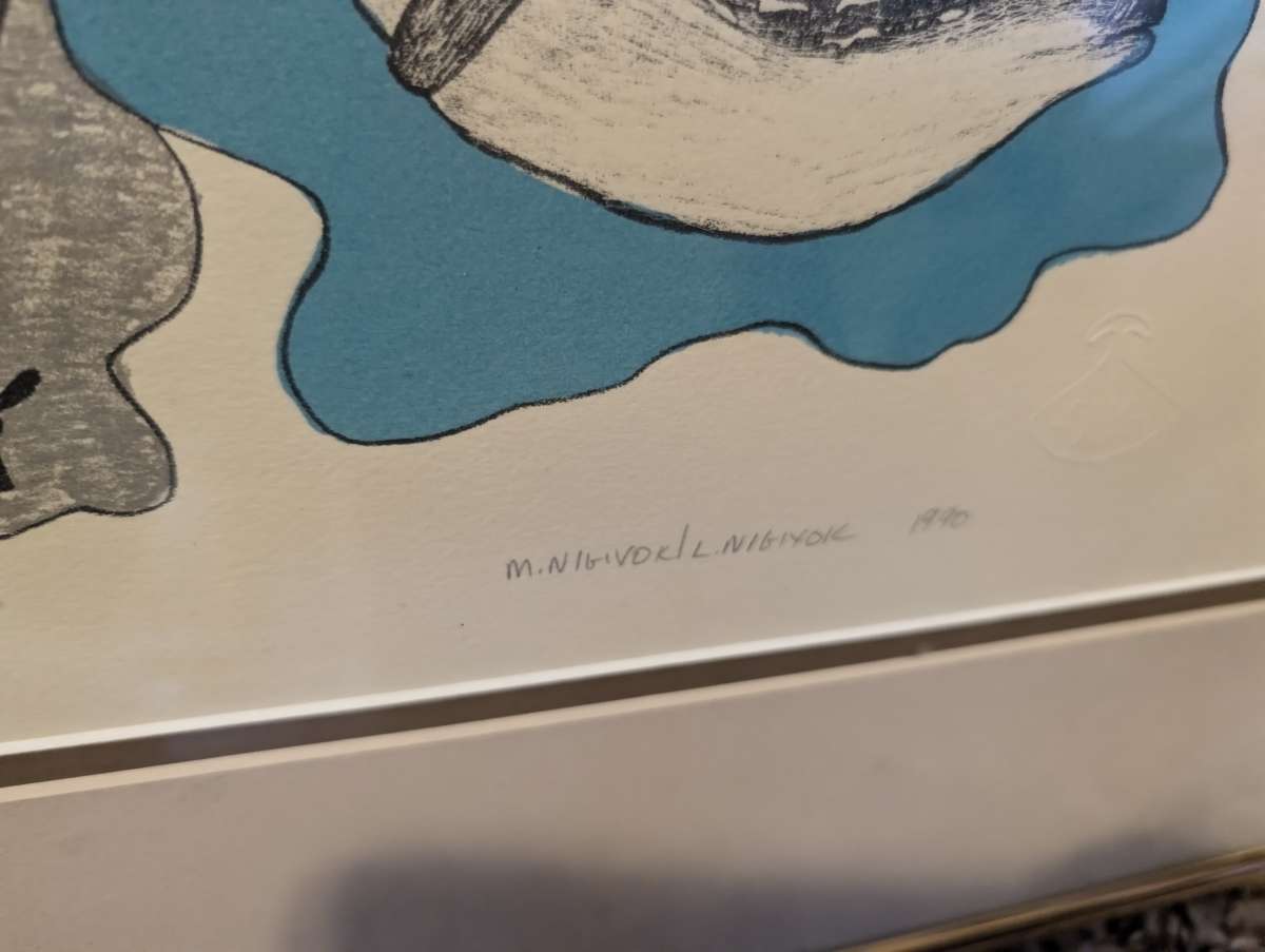 Arctic survival Nanogak Mabel Nigiyok lithograph