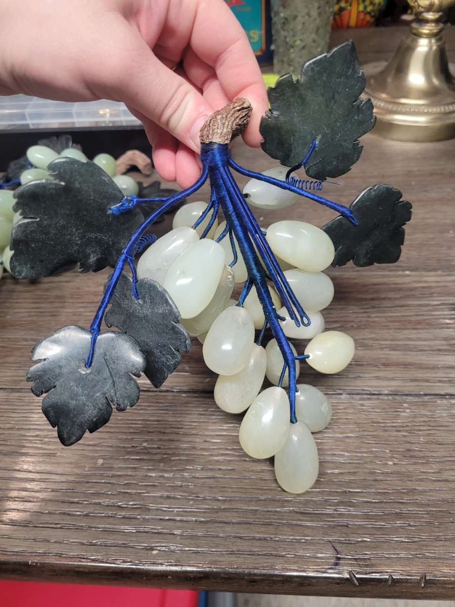 Beautiful antique Genuine jade stone grapes set of 3