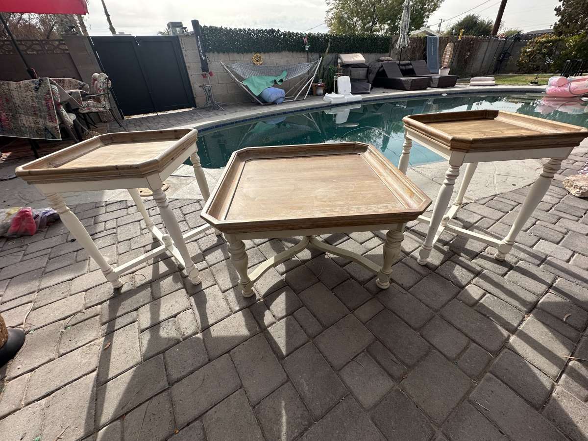 Wooden Coffee and Side Table Set