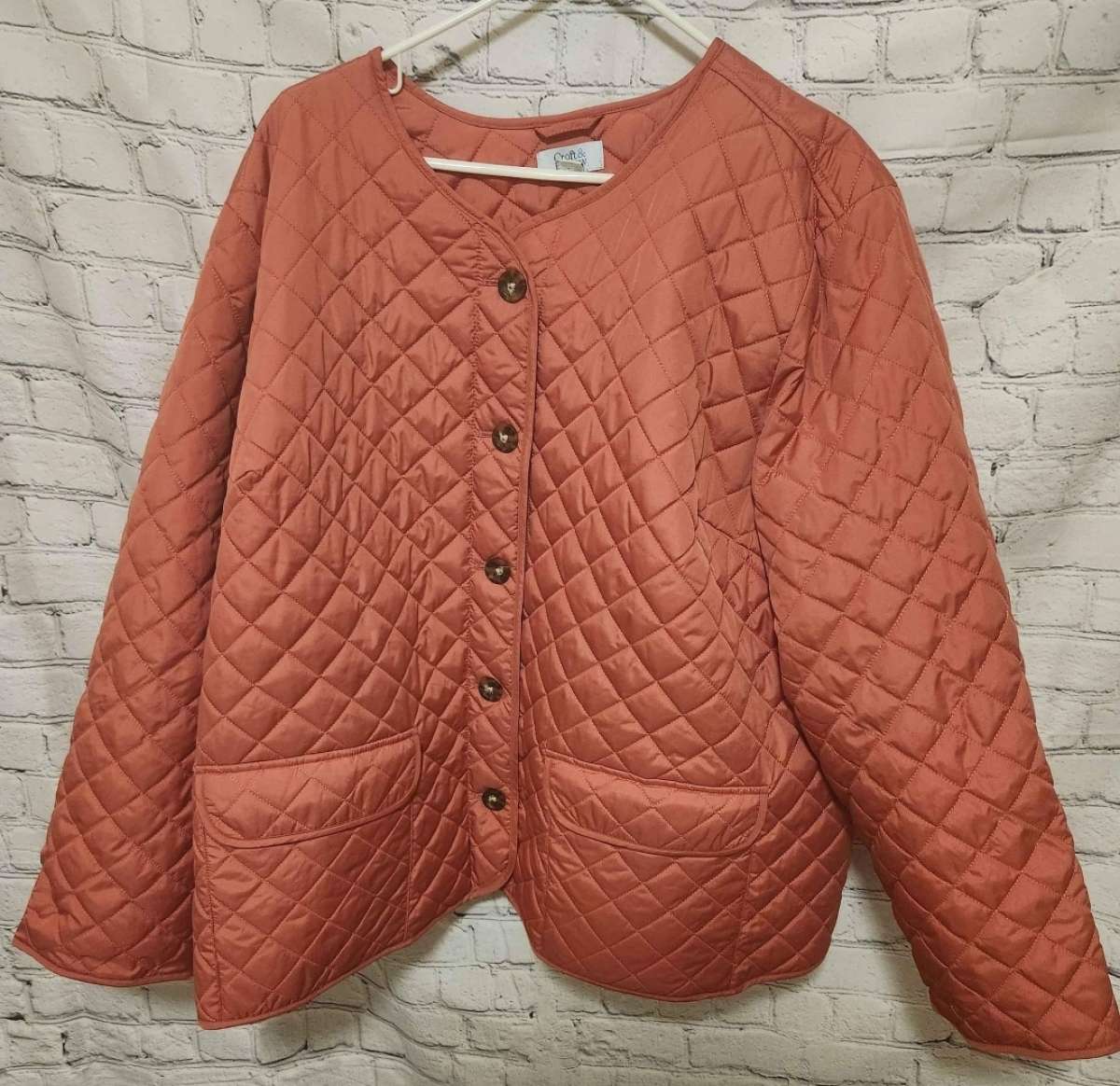 3X Womens Croft and Barrow Salmon Pink Puffer Jacket