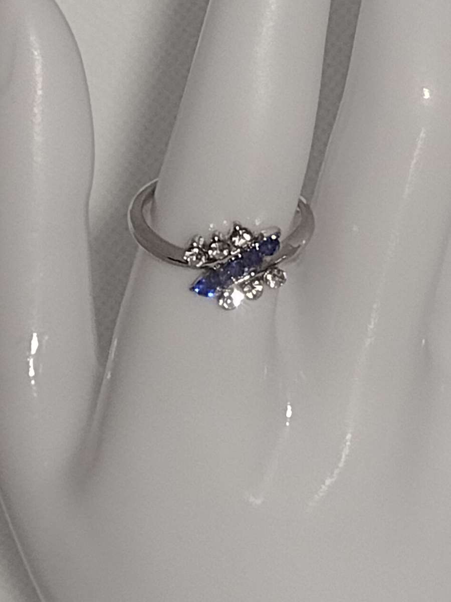 Blue Dragonfly Silvery Ring