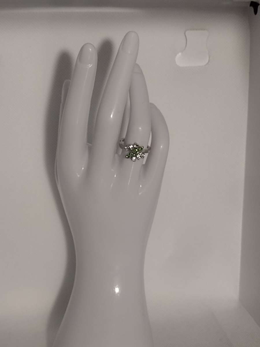 Green Dragonfly Silvery Ring