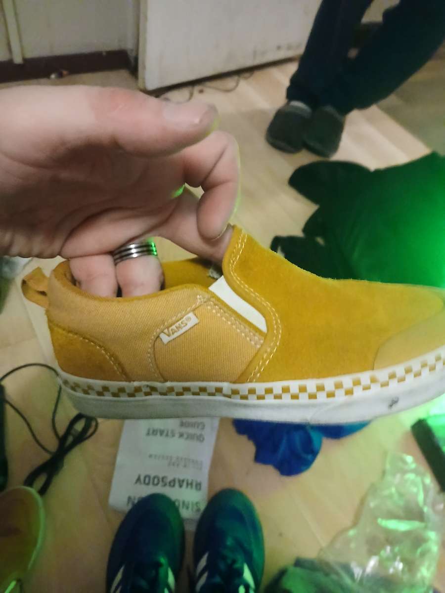 vans brown slip on for little boys size 4