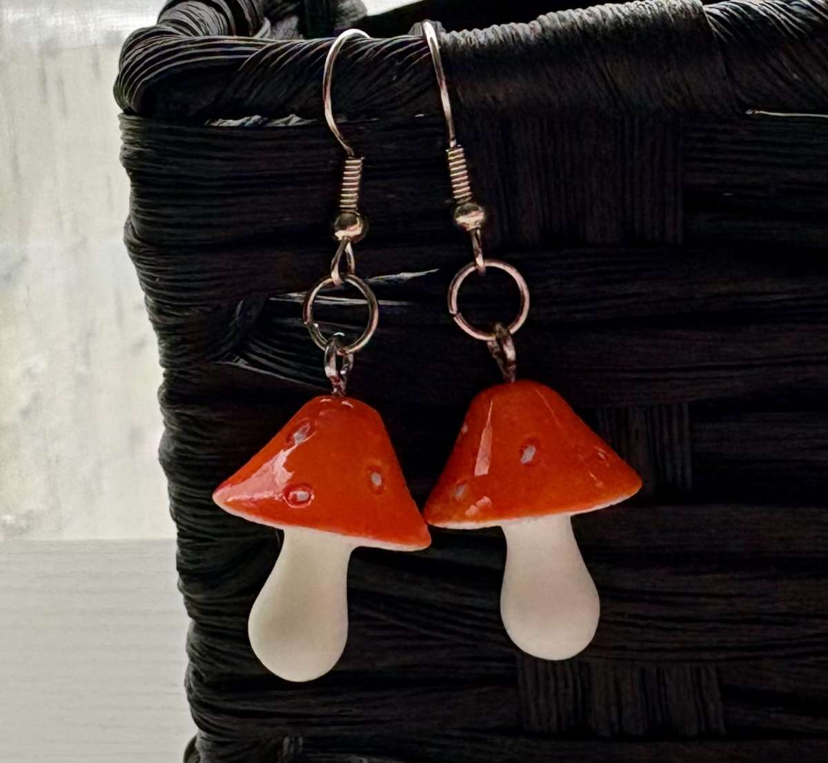 Orange Mushroom Earrings