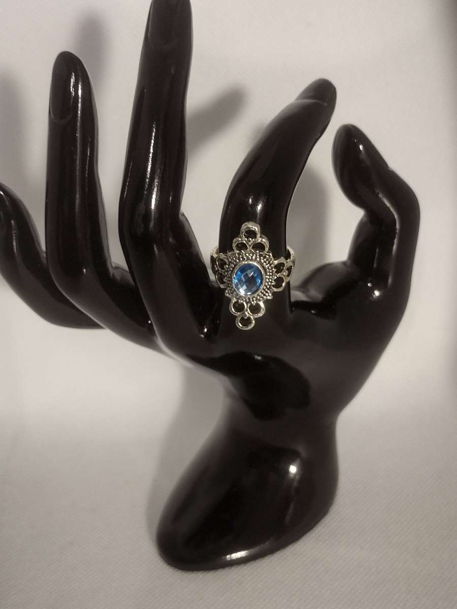 Blue Bohemian Style Silver Ring