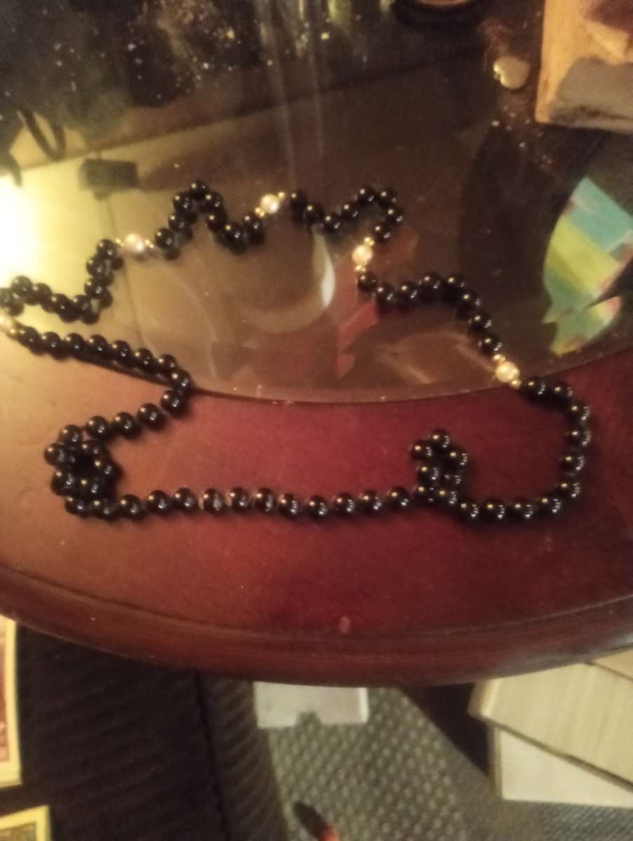 necklace black onyx 14 kgt gold