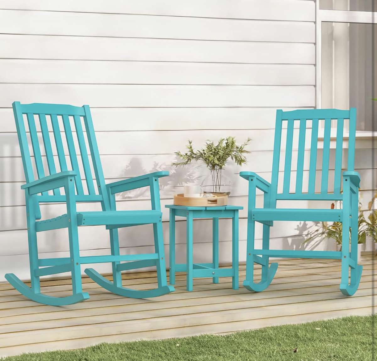 Set of 2 Turquoise Rocking Chairs