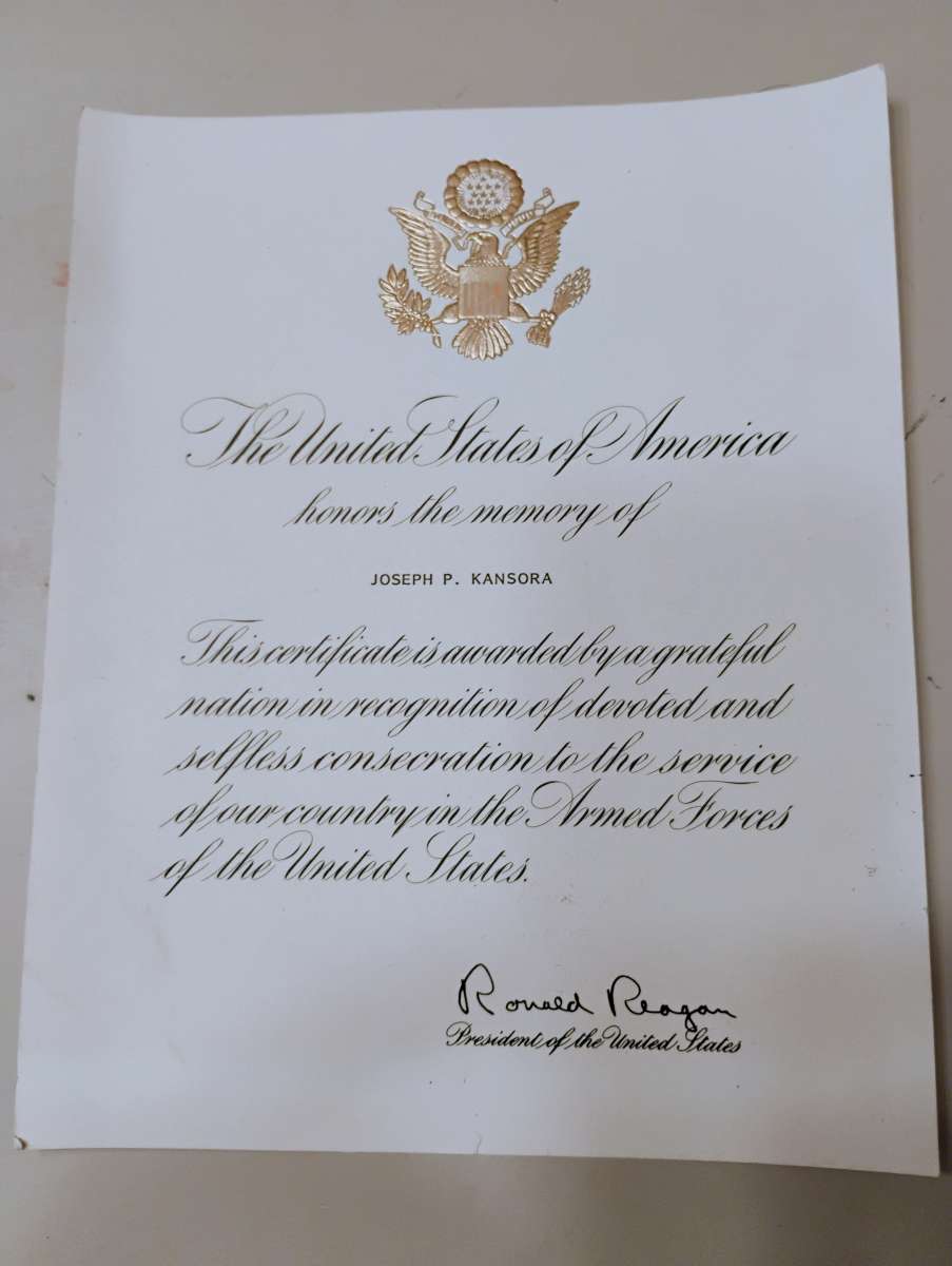 military in memory of signed by Ronald Reagan