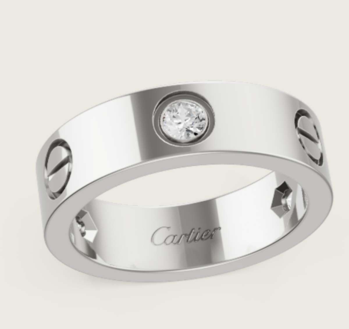 18k Cartier 3 Diamond Love Ring