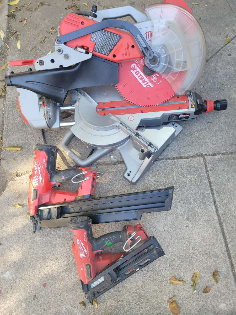milwaukee 12  miter saw framing nailer and finishing nail gu