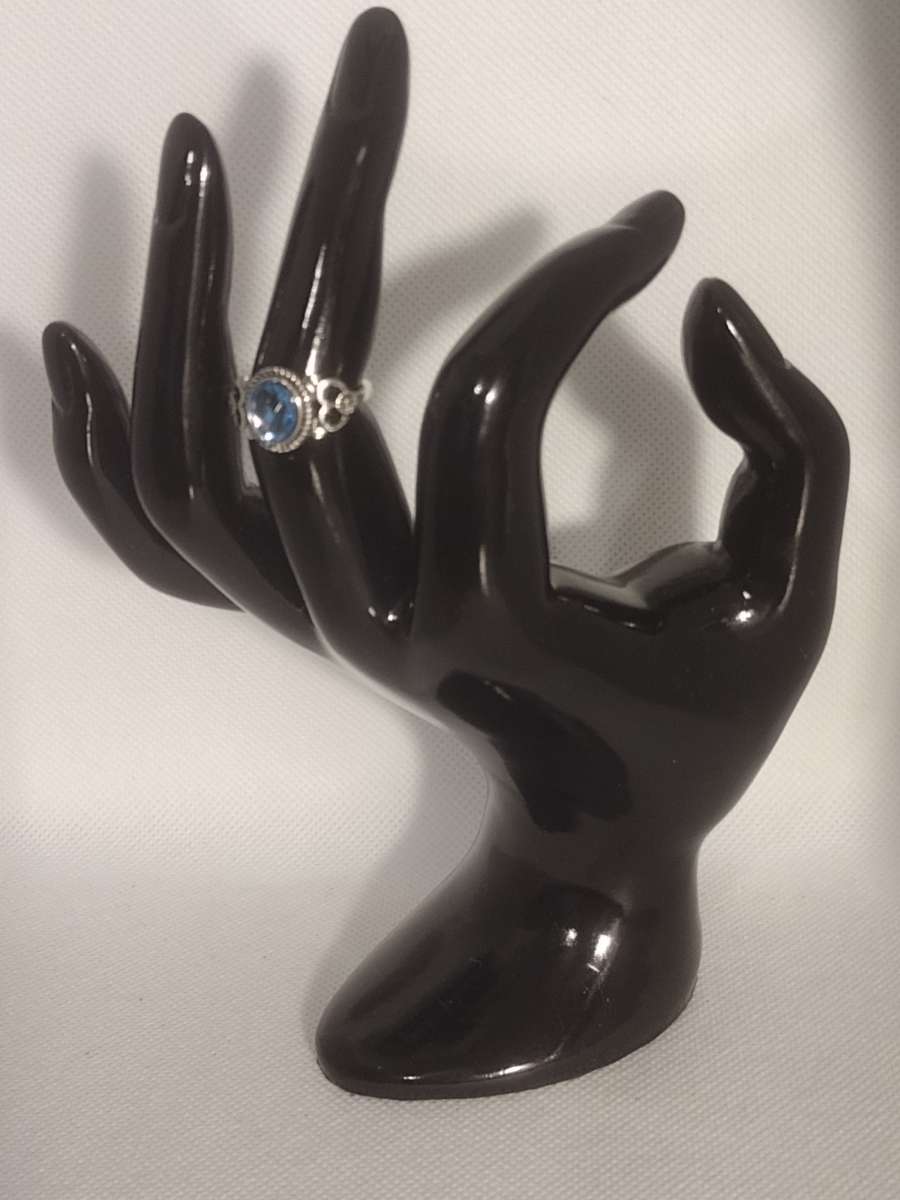 Blue Mirror Style Silver Ring