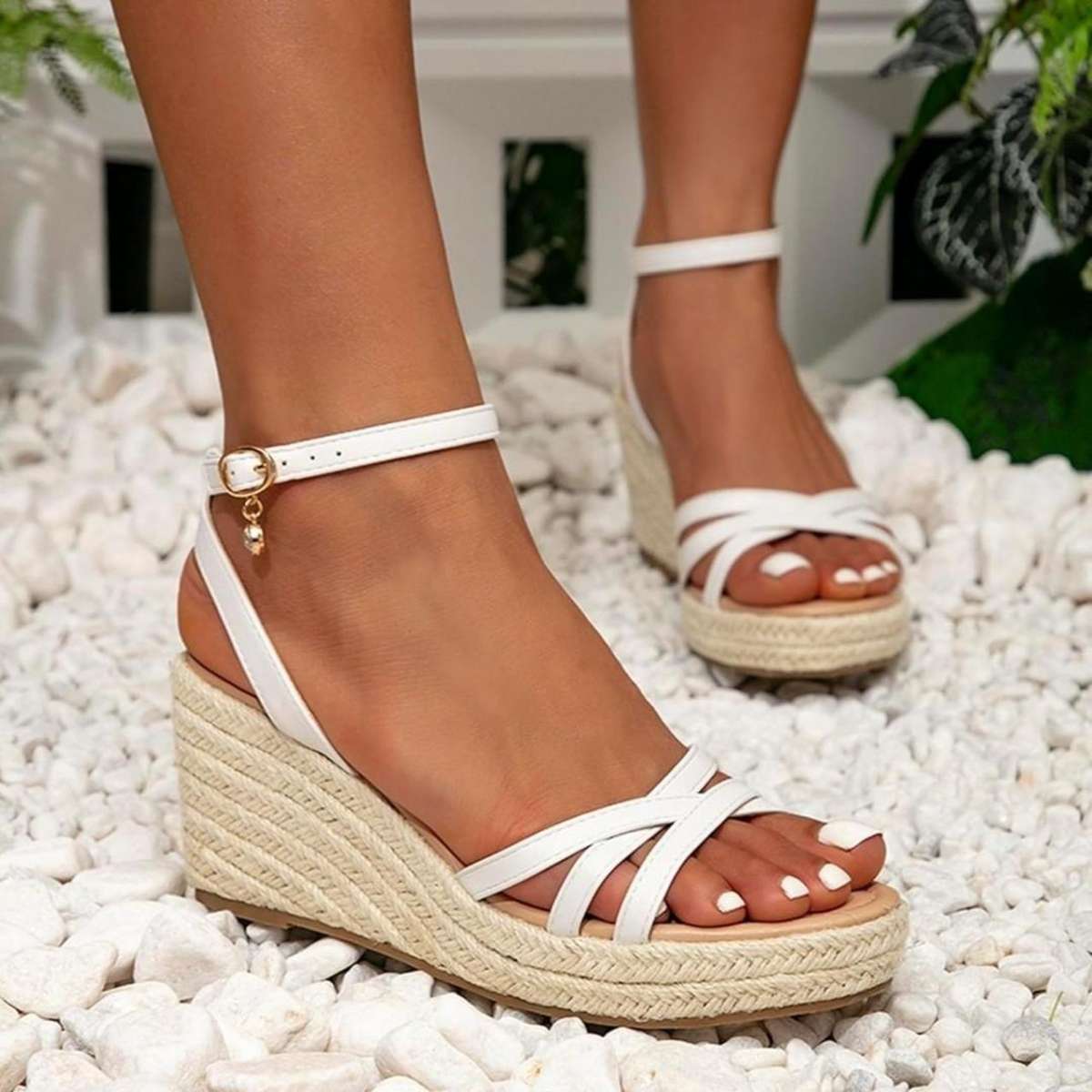 White Platforms Wedge Sandal