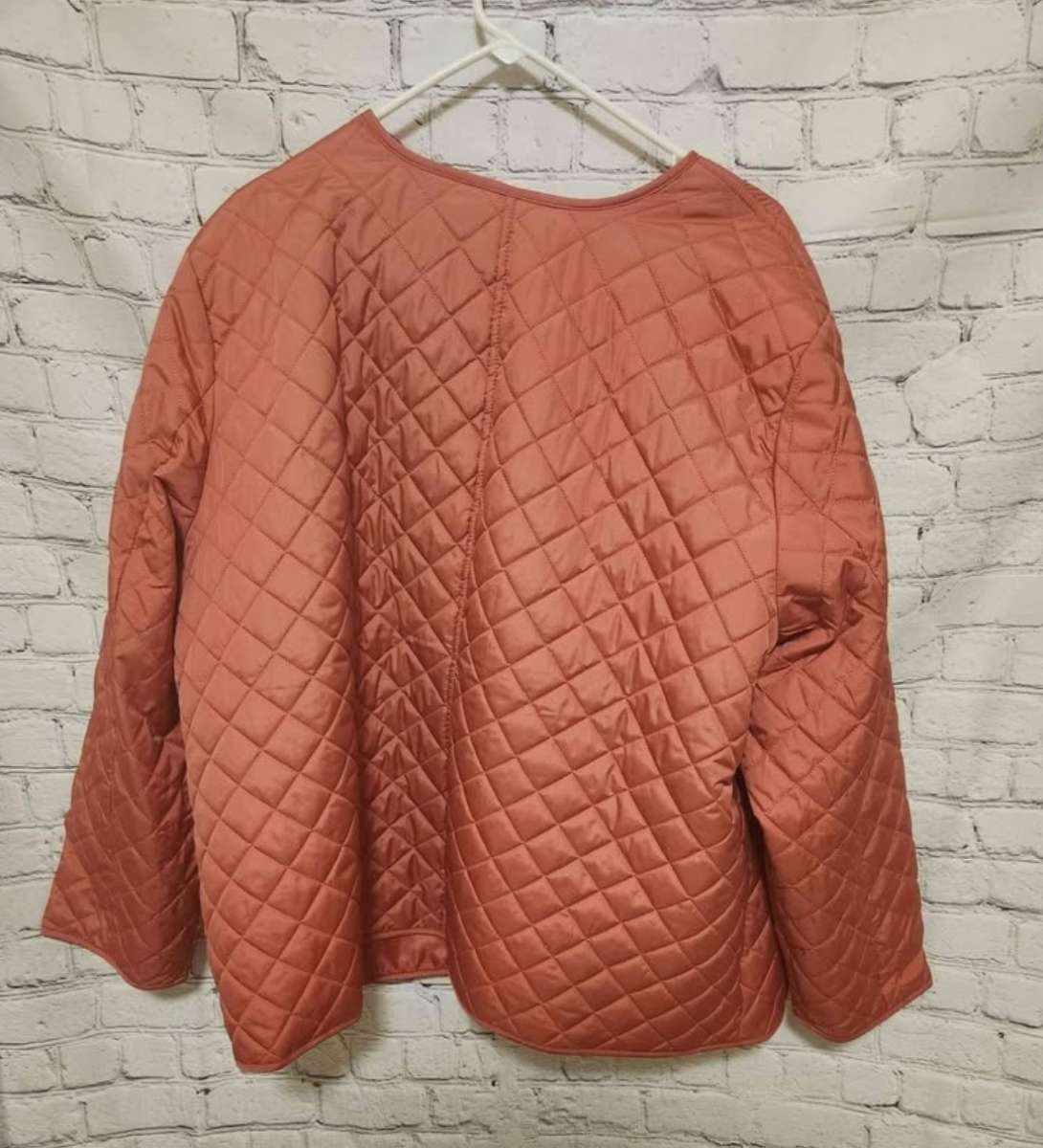 3X Womens Croft and Barrow Salmon Pink Puffer Jacket