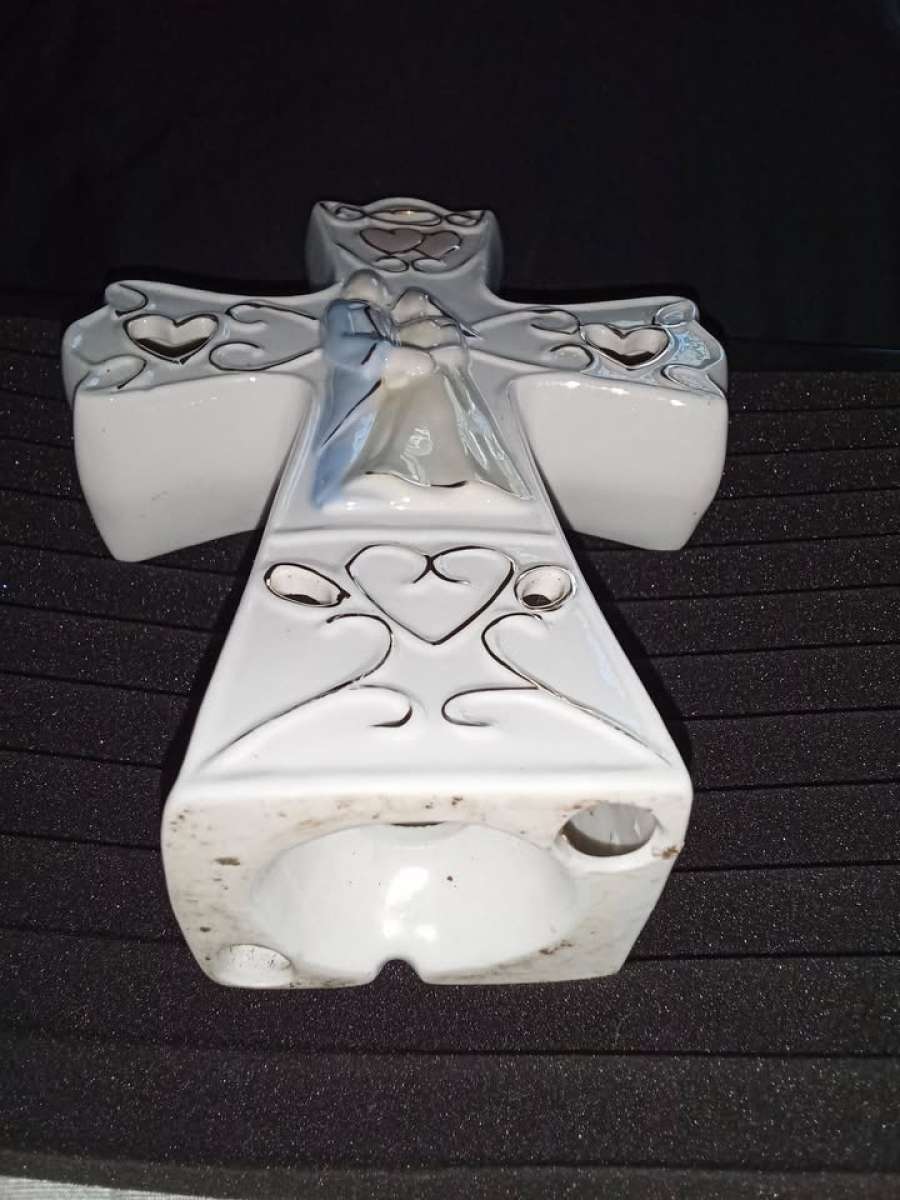 Groom and Bride Wedding Cross Table Decor