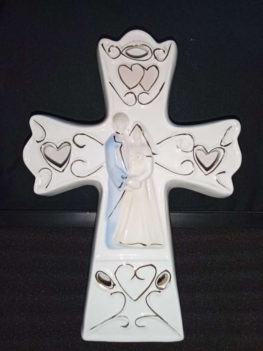 Groom and Bride Wedding Cross Table Decor