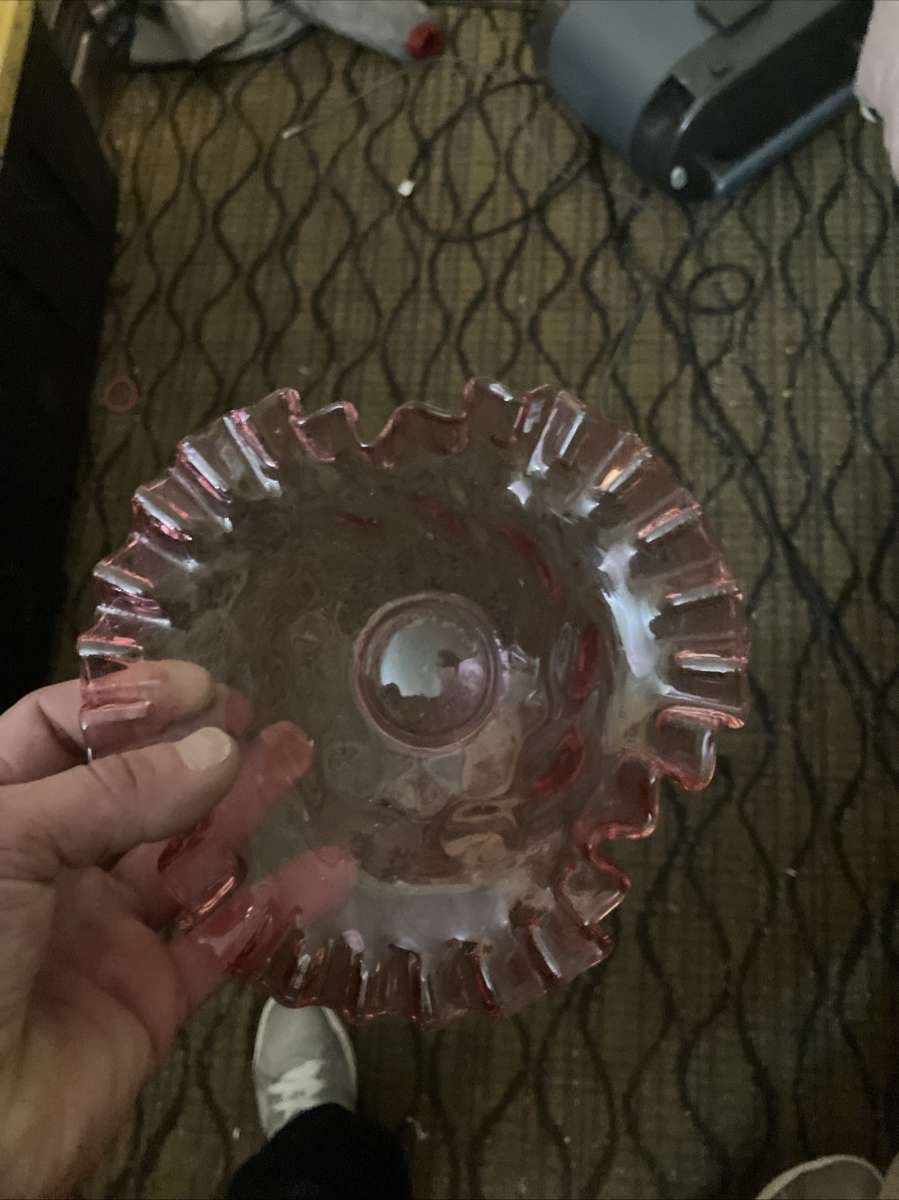 cranberry ruffle edge Fenton glass bowl