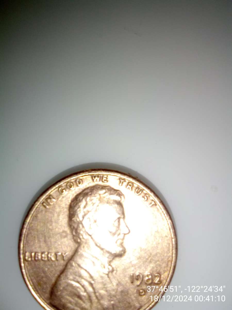 1982 filled D penny with date stamp error
