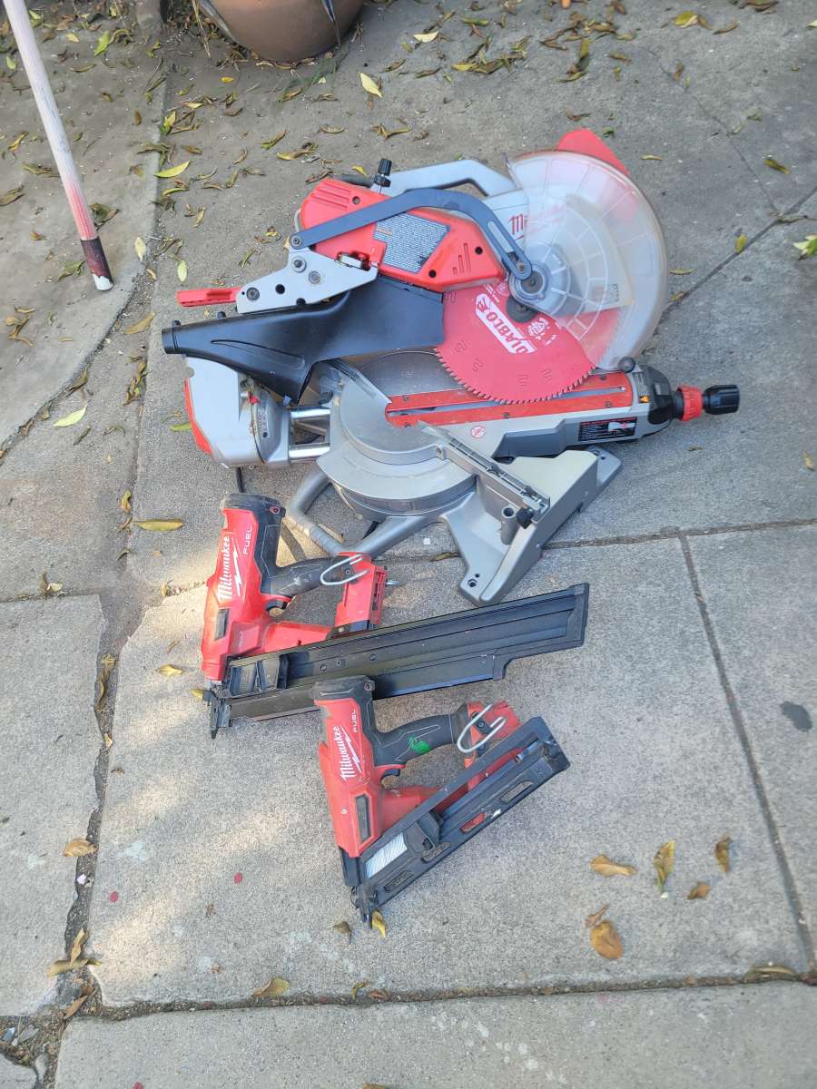 milwaukee 12  miter saw framing nailer and finishing nail gu