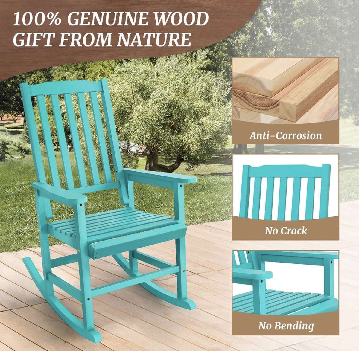 Set of 2 Turquoise Rocking Chairs